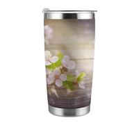 ADFGYERH Taza de viaje portátil de primavera y flor, cabe en el portavasos del coche, taza de viaje de café de 20 onzas, taza de viaje reutilizable a prueba de fugas, regalos para mujeres y hombres