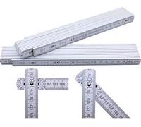 Adga 250 plus - Metro plegable (1 unidad, 2 m, ángulo de 90°/180° y escala de ángulo (30°/45°/60°/75°/90°) - Adga 250 plus - Bastón de madera de haya de 2 m, color blanco