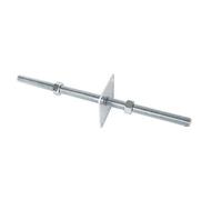 ADGO Anclaje de Base para Poste Varilla Roscada Ajustable 160 x 500 mm M24, Base de Columna para Hormigón en una Varilla Roscada, para Hormigón, Hormigonado, Ajustable, Chapa, Color Plateado, 1 pieza