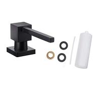 ADGO Dispensador de Jabón Elegante para Fregadero de Cocina de 400 ml, Cuadrado de Latón, Jabonera Empotrada con Bomba, Contenedor de Líquido para Lavavajillas Oculto, Negro, 1 Pieza