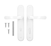 ADGO Tirador Juego de Tiradores Para la Puerta del WC Para el Baño 72 mm Bizcocho, Tirador de Aluminio, Placa de Acero Galvanizado con Recubrimiento en Polvo, Juego de Tornillos de Montaje, Blanco