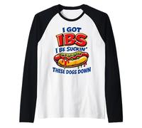 ADHD Hot Dog Funny Shirt Always Downin Hot Dogs Humor tee Camiseta Manga Raglan