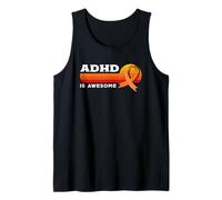 ADHD Is Awesome Retro Sunset Orange Ribbon Conciencia Camiseta sin Mangas
