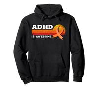 ADHD Is Awesome Retro Sunset Orange Ribbon Conciencia Sudadera con Capucha