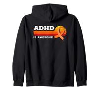 ADHD Is Awesome Retro Sunset Orange Ribbon Conciencia Sudadera con Capucha
