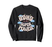 ADHD Is My Super, Power Retro Rainbow Cloud Graphic Sudadera