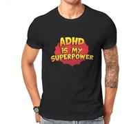 ADHD Is My Superpower Men's T-Shirt Unisex Black Cotton Print tee Shirts XXL