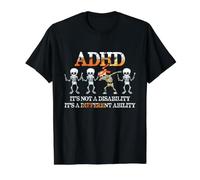 ADHD It's Not Disability It's A Different Ability Skeleton Camiseta gráfica económica, Hombre, Negro, L