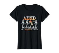 ADHD It's Not Disability It's A Different Ability Skeleton Camiseta gráfica económica, Mujer, Negro, L