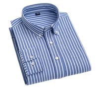 Adhdyuud - Camisa de vestir de manga larga para hombre, de algodón Oxford, a rayas, con bolsillo, ajuste regular, casual, de cuadros, XXL