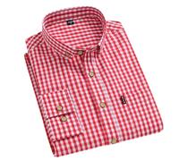 Adhdyuud Camisas de algodón suave y delgado a cuadros para hombre, de manga larga, abotonada, ajuste regular, camisa de vestir a cuadros, L