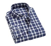 Adhdyuud Camisas de vestir a cuadros suaves para hombre, ajuste regular, franela de algodón, manga larga, a cuadros, L