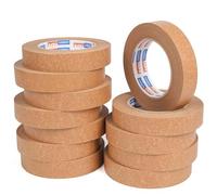 Adhes 12 rollos Cinta de Papel Ecológico Marrónde cinta Kraft degradable, 24 mm x 50 metros Cinta de Embalaje, escribible, impermeable, alta resistencia a la tracción