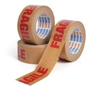 ADHES 3 rodillos Cinta de Embalaje Frágile para imprimir cinta kraft, 50 mm x 50 m respetuosa con el medio ambiente, se puede reciclar por completo, impresión de cinta Kraft