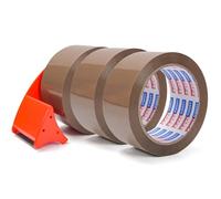 ADHES 3 Rollos Cinta De Embalar Marrón Con Dispensador, 48 MM X 50 M, Cinta Embalaje Para Paquetes, Cajas, EnvíOs, Mudanzas, Precinto Embalar Adhesivo