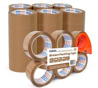 ADHES 36 rollos Marrón Cinta Adhesiva Universal para Embalar de envasado para película, cinta de embalaje 48mm x 50m, con cortadora, caja de cartón para transporte y movimiento