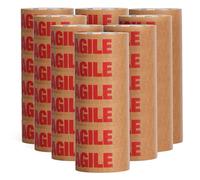 ADHES 48 rodillos Cinta de Embalaje Frágile para imprimir cinta kraft, 50 mm x 50 m respetuosa con el medio ambiente, se puede reciclar por completo, impresión de cinta Kraft