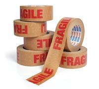 ADHES 6 rodillos Cinta de Embalaje Frágile para imprimir cinta kraft, 50 mm x 50 m respetuosa con el medio ambiente, se puede reciclar por completo, impresión de cinta Kraft