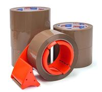 ADHES 6 Rollos Cinta De Embalar Marrón Con Dispensador, 48 MM X 50 M, Cinta Embalaje Para Paquetes, Cajas, EnvíOs, Mudanzas, Precinto Embalar Adhesivo
