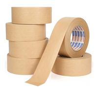 ADHES 6 Rollos Cinta de Papel Kraft Engomada, 50 mm x 50 m, Cinta con Activación de Agua Reforzada, Cierre Seguro, Empaquetado y Envío y fácil de degradar, alta resistencia a la tracción