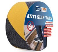 ADHES Antideslizante Cinta de Advertencia de Peligro, Rollos de Cinta Antideslizante de Seguridad para escaleras, Negro/Amarillo,50mm x 6m