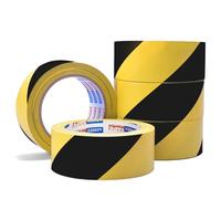 ADHES Cinta de advertencia para suelo, cinta adhesiva peligro, cinta adhesiva de señalización de seguridad, color amarillo y negro, resistente a la intemperie, 50 mm x 32 m, 5 rollos