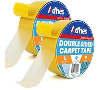 ADHES Cinta de Alfombra de Doble Cara Pesada, 50MM x 27M x 2 Rollo, Amarillo Desmontable, Sin Clip de Alfombra Antideslizante Residual, Adecuada para Suelos de Madera Dura