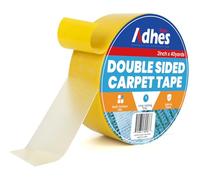 ADHES Cinta de Alfombra de Doble Cara Pesada, 50MM x 36M x 1 Rollo, Amarillo Desmontable, Sin Clip de Alfombra Antideslizante Residual, Adecuada para Suelos de Madera Dura