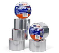 ADHES Cinta de aluminio cinta de alta temperatura cinta reparación de aluminio para conductos, Resiste de 80°C a 100°C, aire acondicionado, calentadores y estufas 75mm x 50m, 6 rollos