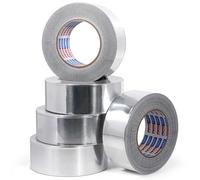ADHES Cinta de aluminio cinta de alta temperatura cinta reparación de aluminio para conductos, Resiste de 80°C a 100°C, aire acondicionado, calentadores y estufas 50mm x 64m, 5 rollos