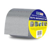 ADHES Cinta de butilo adhes, cinta de sellado de techo impermeable, cinta de papel de aluminio gris fuerte 100 mm x 5 m(Modelo: RA100-2, Color del pegamento: Gris)