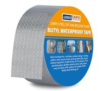 ADHES Cinta de butilo para sellar, plateada, lámina de aluminio, cinta de reparación para techo plano 5 cm x 5 m,1Rollo (Modelo: RA100-1, Color del pegamento: blanco)