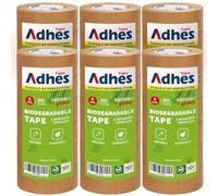 ADHES Cinta de Embalaje Kraft, 50mm x 55m x 36rollos, sin disolventes y reciclables Cinta de Papel Ecológico para sellado, envío, mudanza