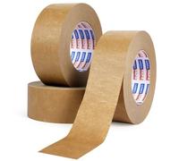 ADHES Cinta de Embalaje Kraft, 7,5 mil, 50mm x 50m x 3 rollos, reciclables y sin disolventes Cinta de Papel Ecológico para envío, mudanza, sellado