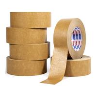 ADHES Cinta de Embalaje Kraft, 7,5 mil, 50mm x 50m x 6 rollos, reciclables y sin disolventes Cinta de Papel Ecológico para envío, mudanza, sellado