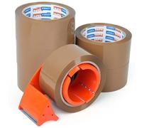 ADHES - Cinta de embalaje marrón con dispensador, 1.88 pulgadas x 55 yardas, 6 rollos de cinta de envío resistente para cajas de mudanza, embalaje y almacenamiento, adhesivo fuerte