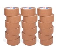 ADHES - Cinta de papel kraft resistente y respetuosa con el medio ambiente, superficie sin revestimiento para enmascarar, sellar y uso de embalaje, 2 pulgadas x 43 yardas, 18 rollos