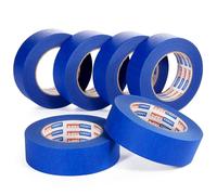 ADHES Cinta de Pintor, 36mm x 55m x 6rollos cinta adhesiva azul cinta carrocero pintura para Pintores, para Pintar y Decorar, Interior y Exterior