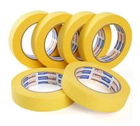 ADHES Cinta de pintor Cinta de carrocero Cintas de Enmascarar para Pintura artes, Amarillo, 25mm x 50m, (1Inch x 55yard), 6Rolls
