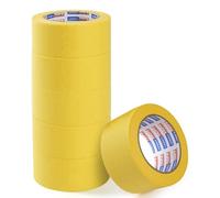 ADHES Cinta de pintor Cinta de carrocero Cintas de Enmascarar para Pintura artes, Amarillo, 50mm x 50m, (2Inch x 55yard), 6Rolls