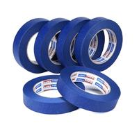 ADHES Cinta de pintor Cinta de carrocero Cintas de Enmascarar para Pintura artes, azul, Resistencia a los rayos ultravioleta，18mm x 50m, 6rollos