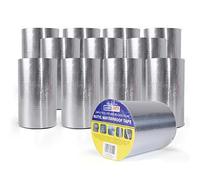 ADHES Cintas de butilo cinta impermeable cinta de aluminio cinta de reparación para fugas de techo, ruptura de tuberías 150mm x 5m,12rollos(Modelo: RA100-2, Color del pegamento: Gris)