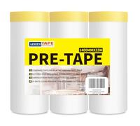 ADHES Película de enmascaramiento, Cubierta con cinta pintor,Cover Film,Película Protección para Pintura Automotriz coche, piso, máquina, 1400mm x33m (5eet x 36yard), 3 rollos