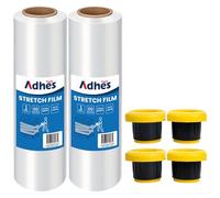 ADHES TAPE Film Transparente Para Embalar Alta Elasticidad Estiramiento 380mm x 305m,2 roll, 60 Gauge Resistencia Industrial Film Elástico, para Paletizar Embalaje, Mudanzas y Envoltura Wrap