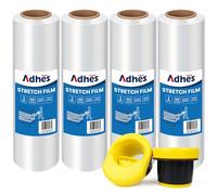 ADHES TAPE Film Transparente Para Embalar Alta Elasticidad Estiramiento 380mm x 305m,4 roll, 60 Gauge Resistencia Industrial Film Elástico, para Paletizar Embalaje, Mudanzas y Envoltura Wrap