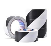 ADHES TAPE PURSUIT OF PERFECTION Cinta adhesiva de advertencia para suelo, cinta de seguridad de color blanco y negro, resistente a la intemperie, 50 mm x 32 m, 5 rollos