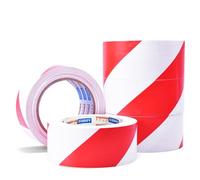 ADHES TAPE PURSUIT OF PERFECTION Cinta adhesiva de peligro, cinta adhesiva de señalización, rojo y blanco, resistente a la intemperie, 50 mm x 54 pies, 5 rollos