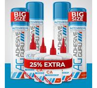 Adhesive Guru Pegamento CA con Activador para Carpintería (100 gr - 400 ml), Cola de Cianocrilato y Activador (4 unidades)