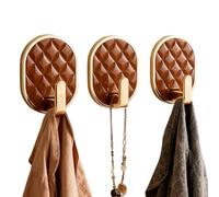 Adhesive Hooks - Heavy Duty Waterproof Hanger for No Damage Wall Mounting | Clear with Strong Stick Backing, Easy Install Hooks for Shower Door Bedroom Livingroom Home, 8x6x2.5cm Dark Coffee White