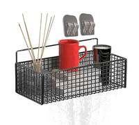 Adhesive Shower Organizer, Household Wall-Mounted Shelf with Large Capacity, Durable Bath Holder Grid Shelves for Bathroom Storage, Easy Install, Daily Use